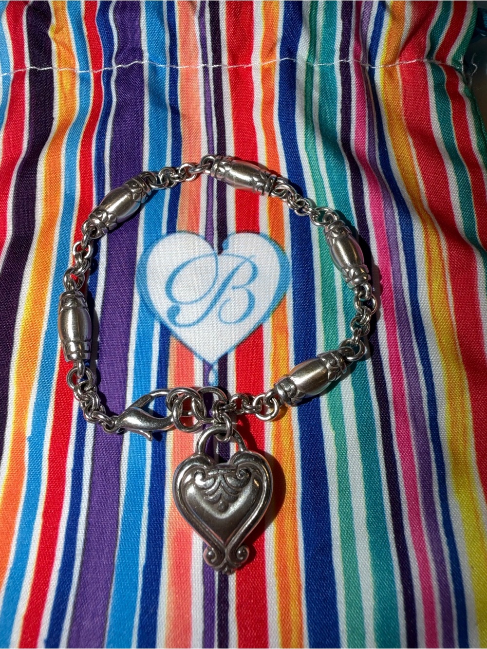 Brighton Silver Heart Charm Bracelet